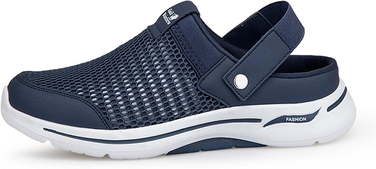 Садовые кроксы для мужчин и женщин, сетчатые шлепанцы, сандалии на липучке, домашняя и уличная обувь Eliogn, синий — фото 4