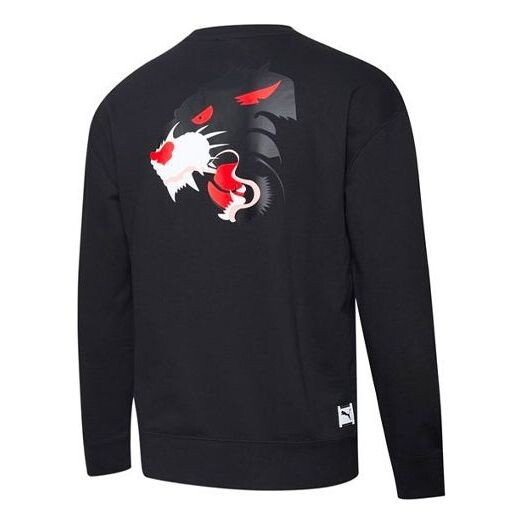 

Толстовка fierce back printing sports round neck pullover black Puma, черный
