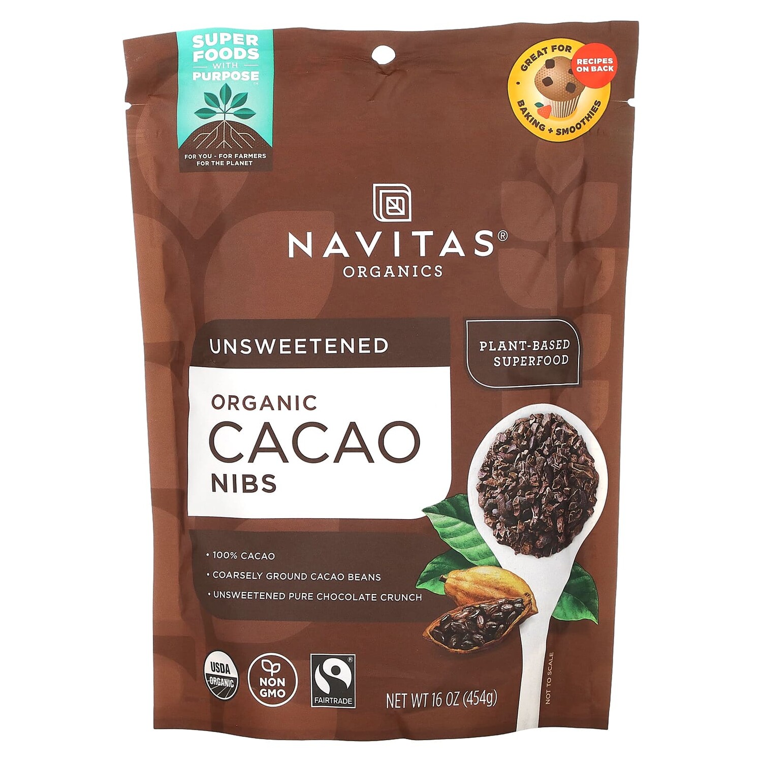 

Navitas Organics Какао-бобы кусочками 16 унций (454 г)