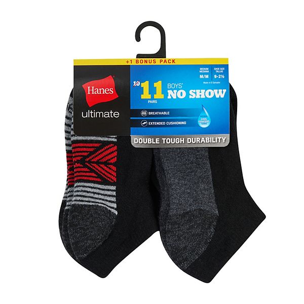 Носки Boys ultimate 11-pk double tough no-show Hanes, Black — фото 3