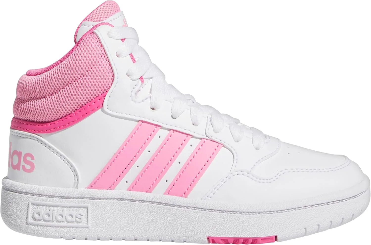 Баскетбольные кроссовки Adidas Kids' Hoopds среднего верха, белый/розовый — фото 3