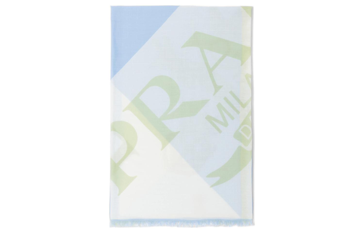 

PRADA Вязаный шарф женский небесно-голубой с зеленым, Sky Blue/Green