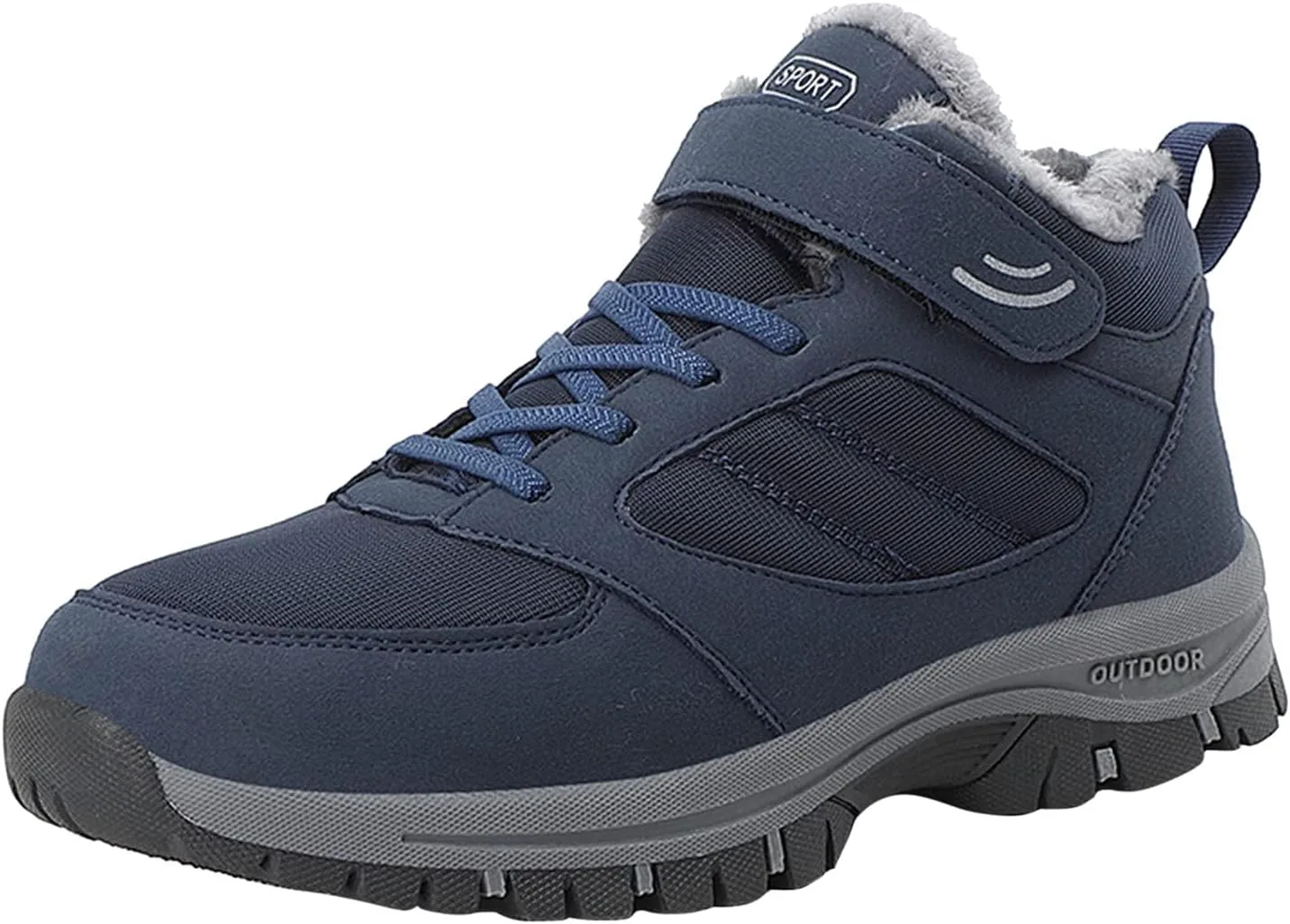 

Мужские зимние ботинки ZDLJYL для улицы и походов, теплые меховые ботинки, противоскользящие трекинговые, водонепроницаемые, легкие обувь для прогулок, спортивные кроссовки с пряжкой, модные ботинки, синий