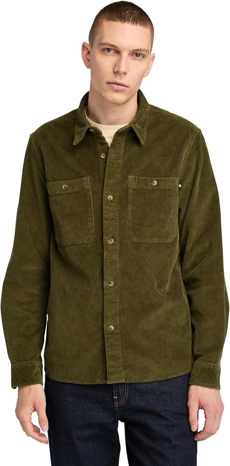 

Timberland мужская вельветовая оверсайт рубашка, Dark Olive