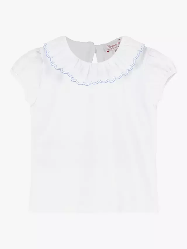 Детская футболка с коротким рукавом Isabella Willow Collar, с синим воротником Trotters