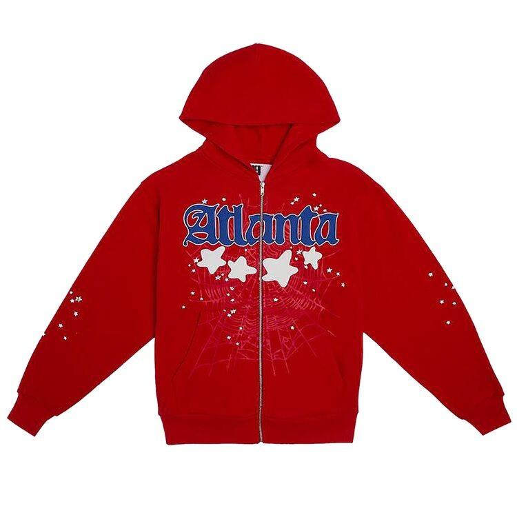 

Худи Sp5der Atlanta Zip Up Hoodie Red, красный