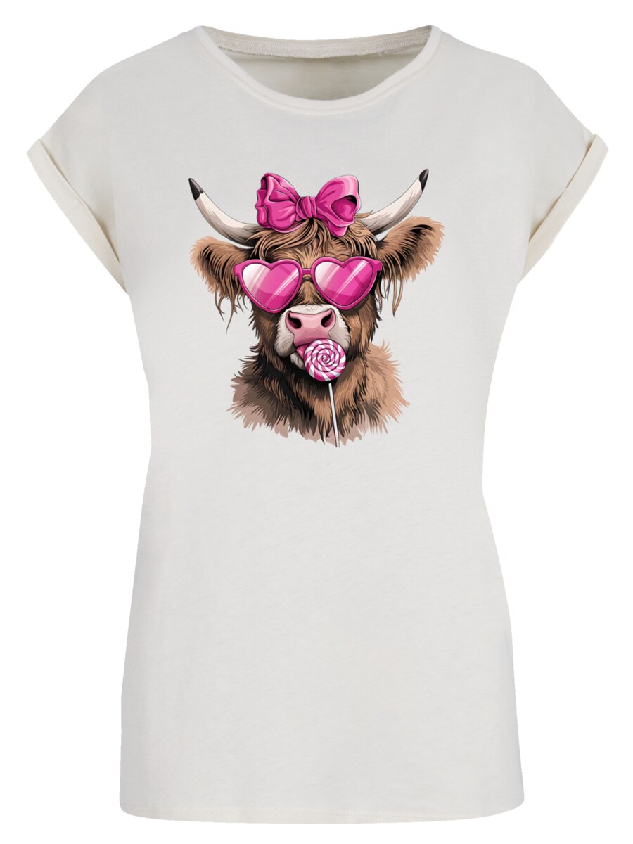 

Рубашка F4NT4STIC Highland Cow Valentinstag Sonnenbrille, светло-бежевый