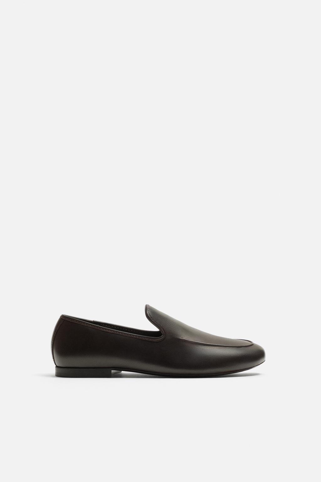 

Кожаные мокасины ZARA, коричневый