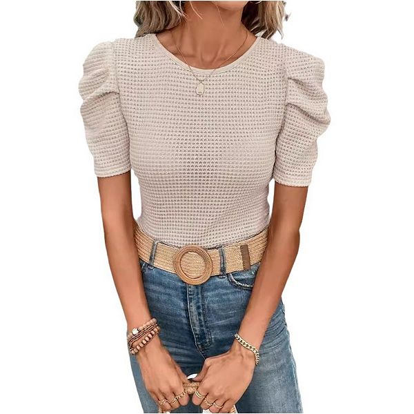 

Женский свитер с коротким рукавом и круглым вырезом Yesfashion, Apricot