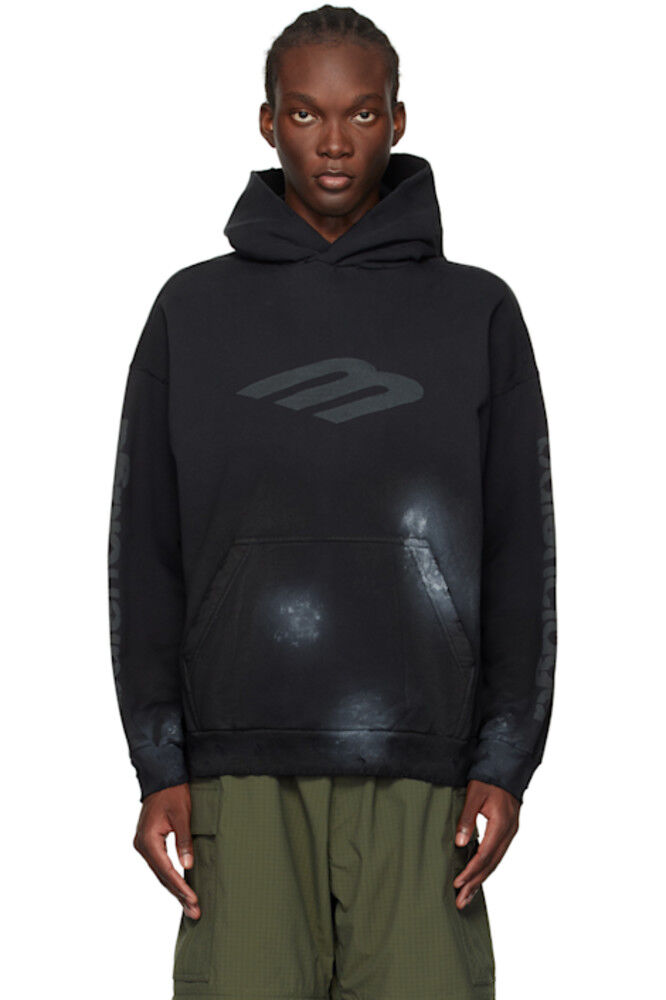 

Черная толстовка с капюшоном 3B Stencil Balenciaga