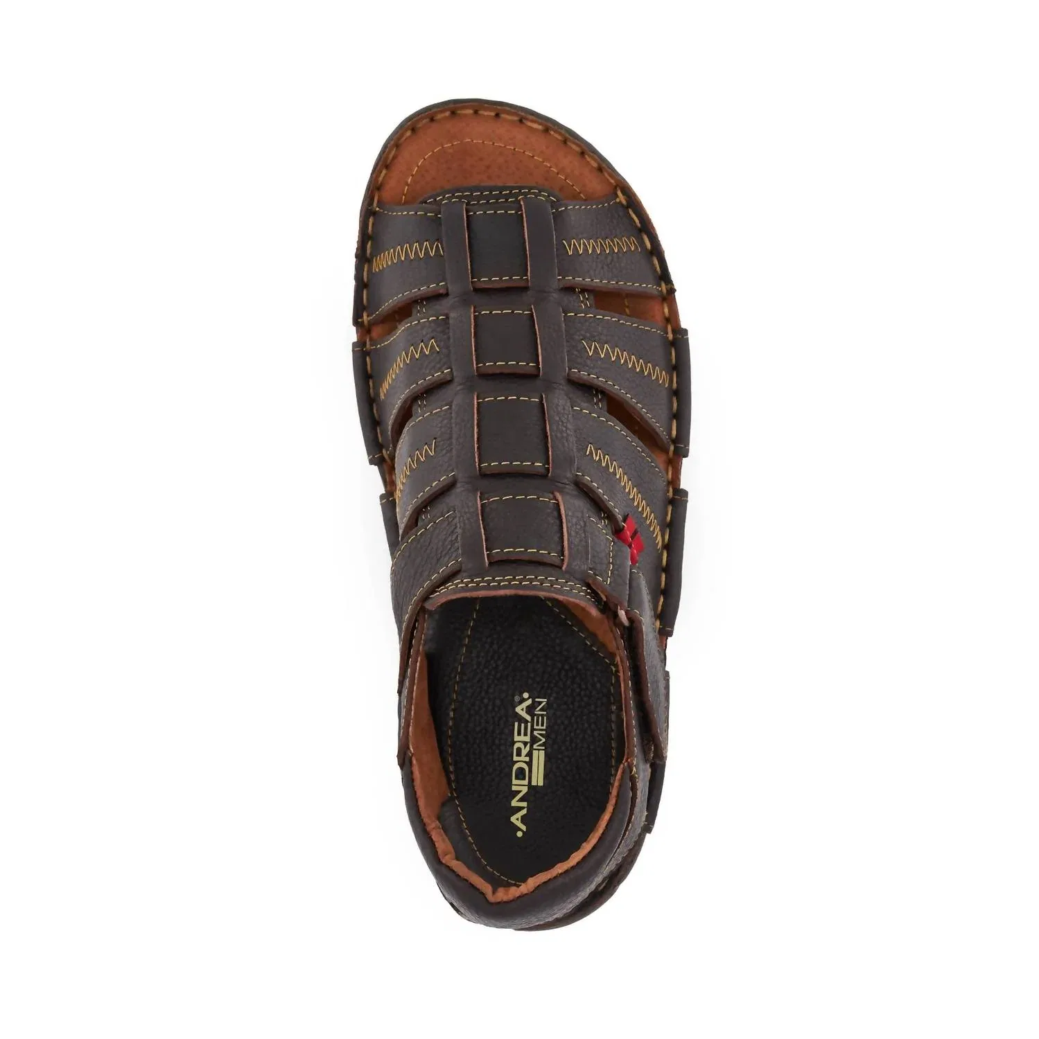 Andrea Мужские кожаные сандалии темно-коричневого цвета — фото 4