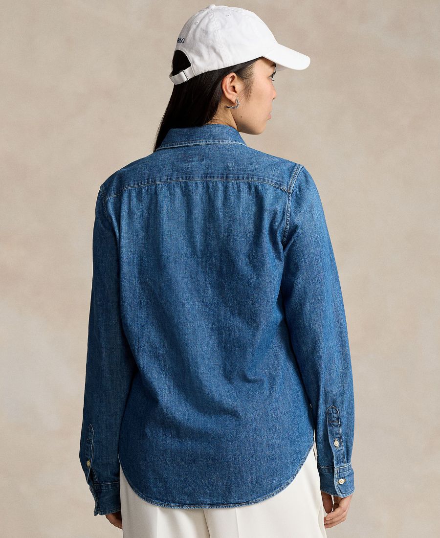 Женская джинсовая рубашка приталенного кроя Polo Ralph Lauren, Merced Wash — фото 4