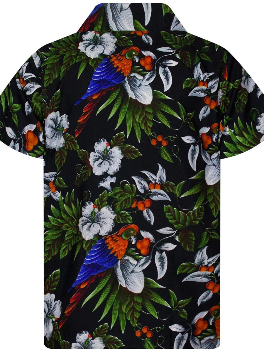 Рубашка на пуговицах классического кроя King Kameha Cherryparrot, черный — фото 4