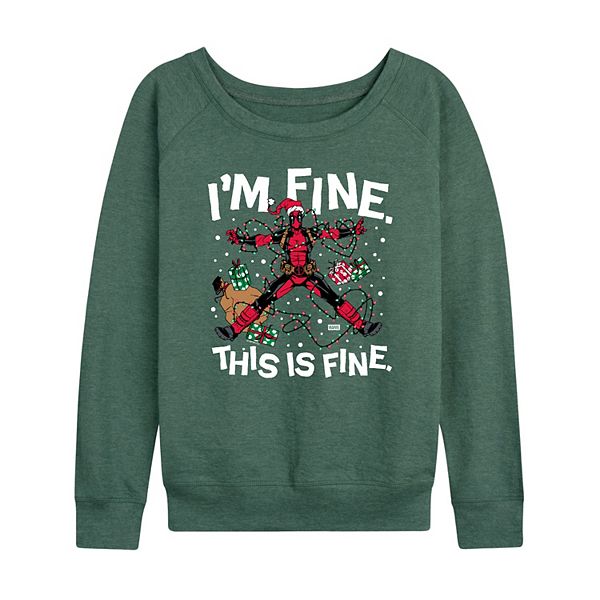 

Женская футболка с длинным рукавом Deadpool I'm Fine This Is Fine из френч-терри Marvel