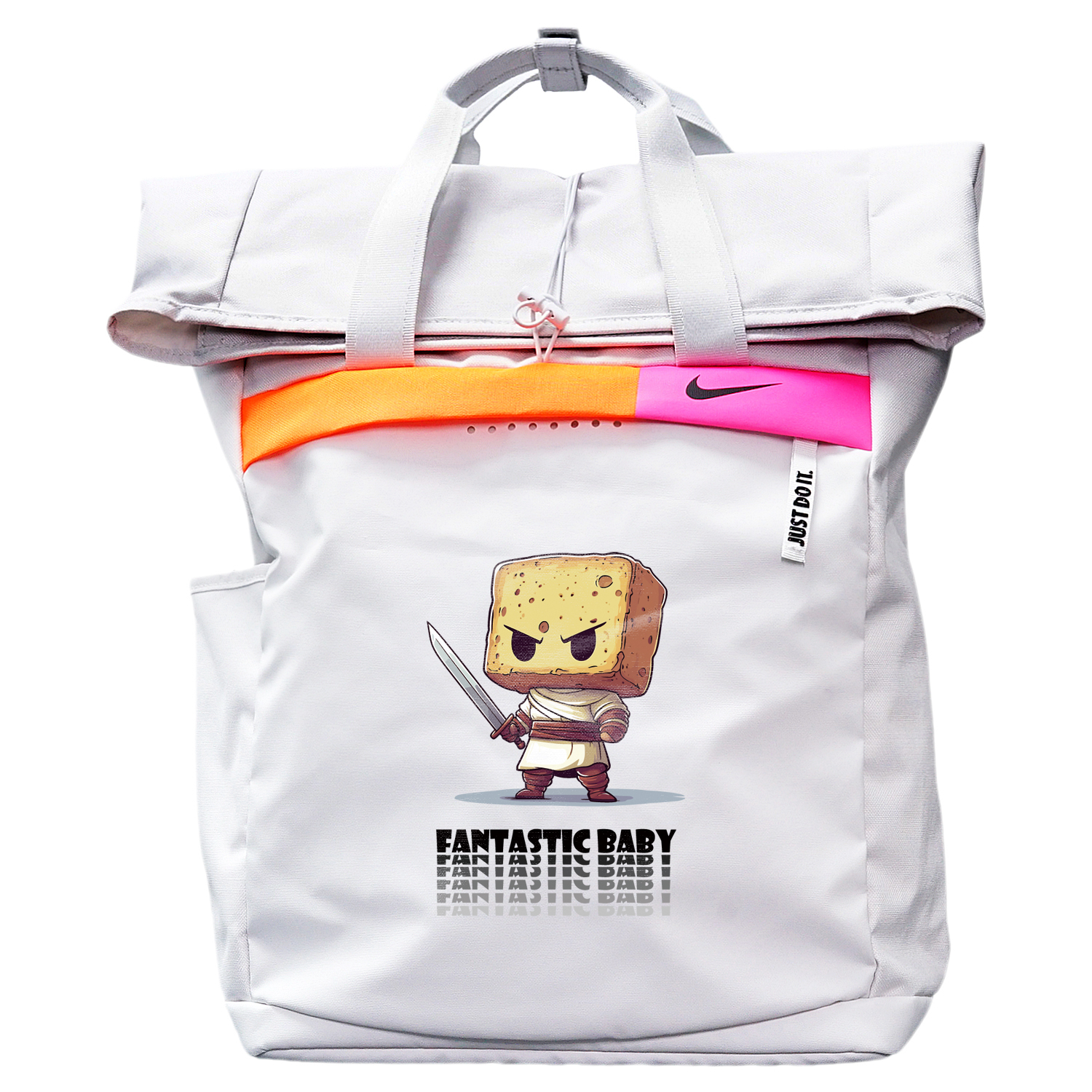 

Nike Тканевый рюкзак унисекс светло-серебристый серый с бейджем, Puffy Samurai