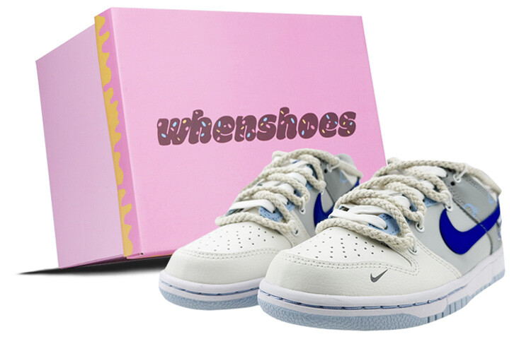 

Кроссовки Nike Dunk Skateboard Shoes Women's Low-Top Gray White/Blue