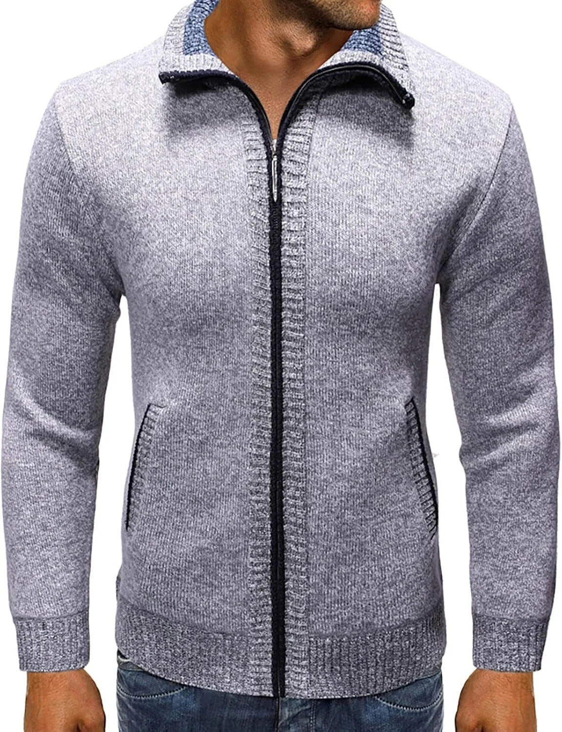 

Кардиган на молнии для мужчин Casual с отложным воротником AQAYL