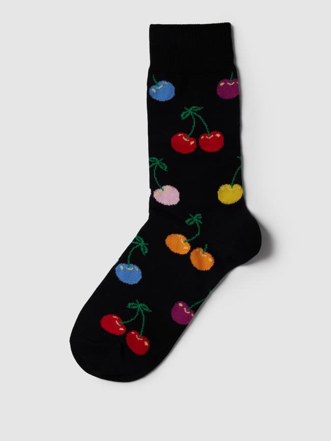 

Носки со сплошным узором модель "ВИШНЯ" Happy Socks, черный