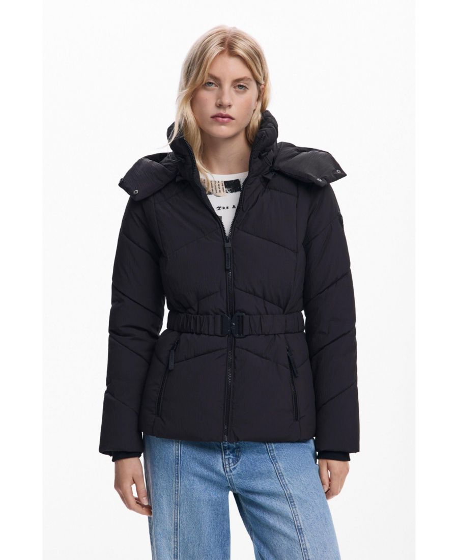 

Женское стеганое пальто с поясом Desigual, Black