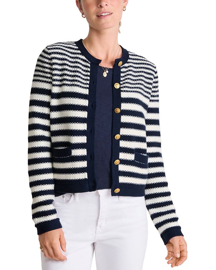

Кардиган из хлопка и кашемира с полосатой фактурой Vineyard Vines, синий