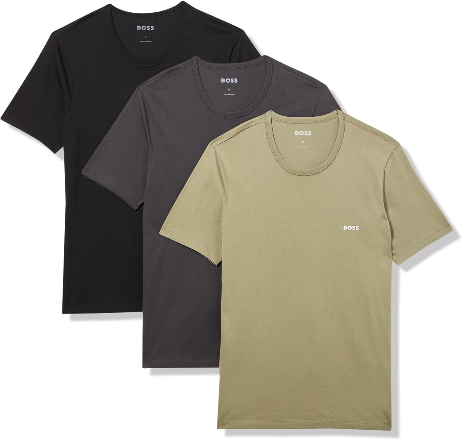 

BOSS Мужская футболка Classic Logo из хлопка, 3 шт, Asphalt Grey/Kalamata Green/Black, Черный, BOSS Мужская футболка Classic Logo из хлопка, 3 шт, Asphalt Grey/Kalamata Green/Black