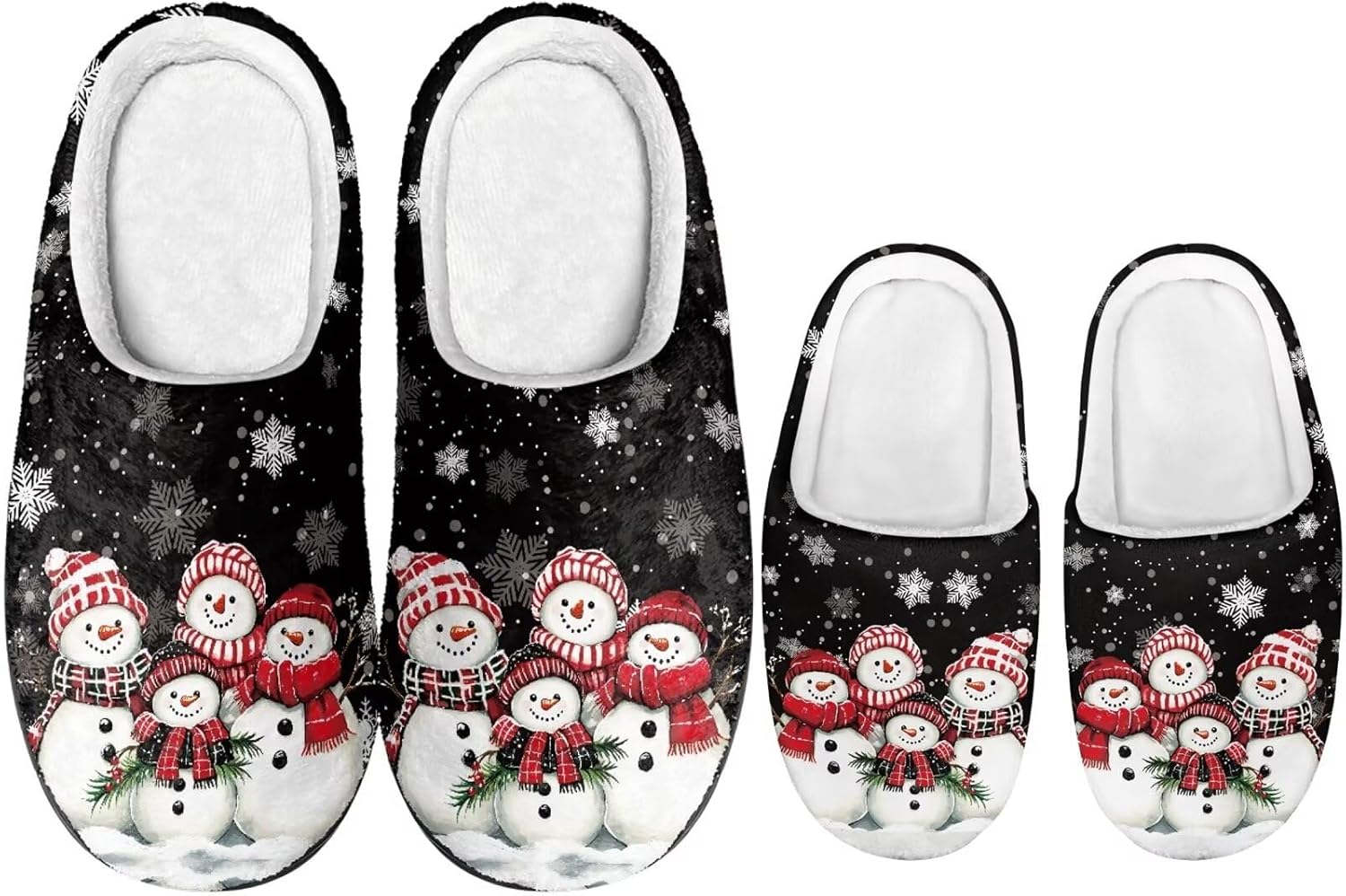 

Рождественские тапочки Dngkaoje для семьи Нескользящие домашние тапочки для мужчин и женщин, черный