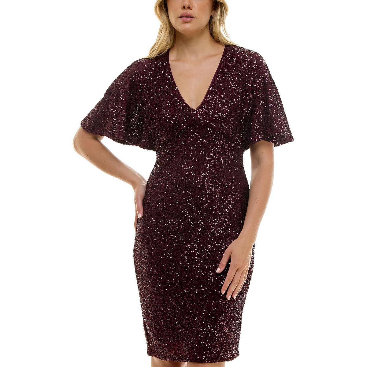 

Женское платье-трапеция из полиэстера с пайетками Taylor, цвет mulberry