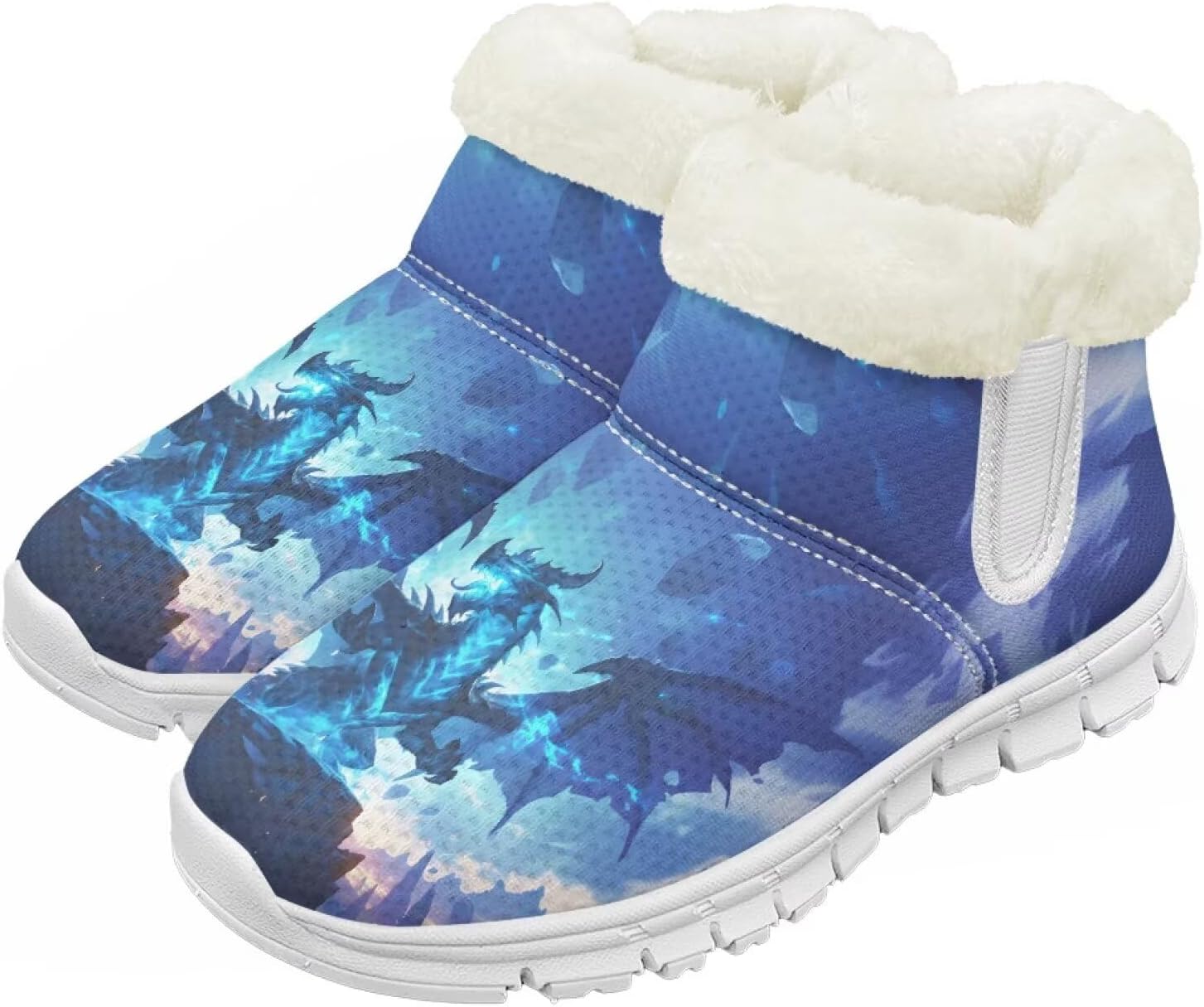 

Детские зимние сапоги для девочек, водонепроницаемые, противоскользящие, для холодной погоды, с искусственным мехом, походные ботинки Goronwyfloyd, Blue Dragon