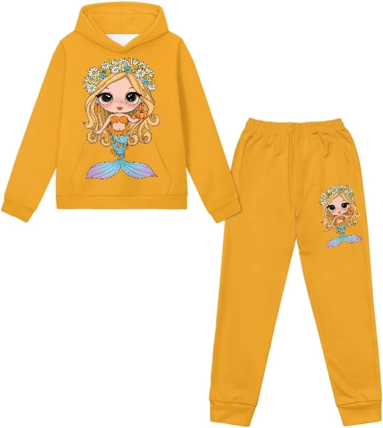 Детский спортивный костюм из худи и джоггеров Uppodwarkid, Orange Mermaid — фото 2