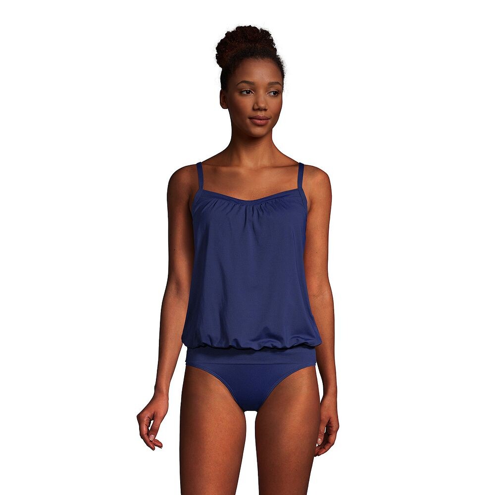

Женский купальник Lands' End UPF 50 Blouson Tankini Top, цвет Deep Sea Navy