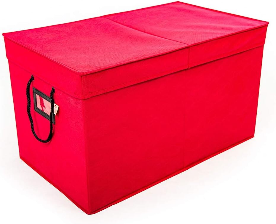 

Отдельно стоящий контейнер с держателем идентификационной бирки для легкой идентификации — для хранения гирлянд и других предметов декора красный) Santa's Bags, Red