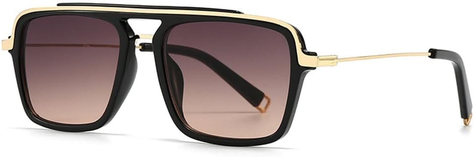 

MUTYNE Ретро мужские солнцезащитные очки с двойной перемычкой UV400, модные женские солнцезащитные очки с градиентным переходом, полуметаллические солнцезащитные очки, Black Brown Tea