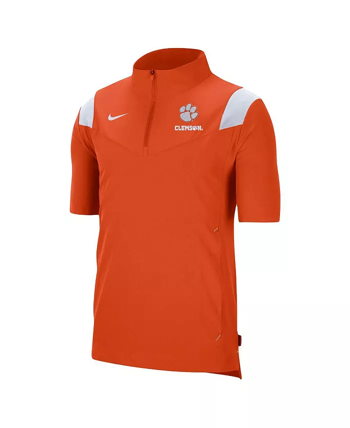Мужская оранжевая куртка-квартер-зип с короткими рукавами Clemson Tigers Coach Nike — фото 3
