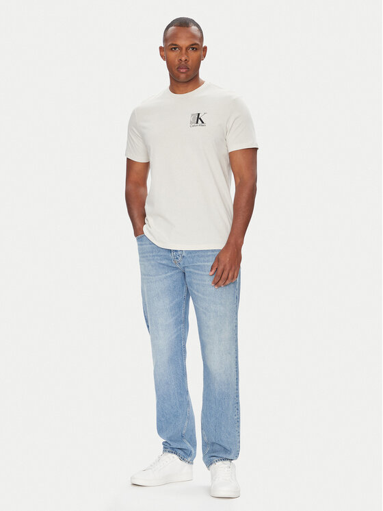 Футболка обычного кроя Abstract Graphic LV04RC853G Calvin Klein, экрю — фото 2