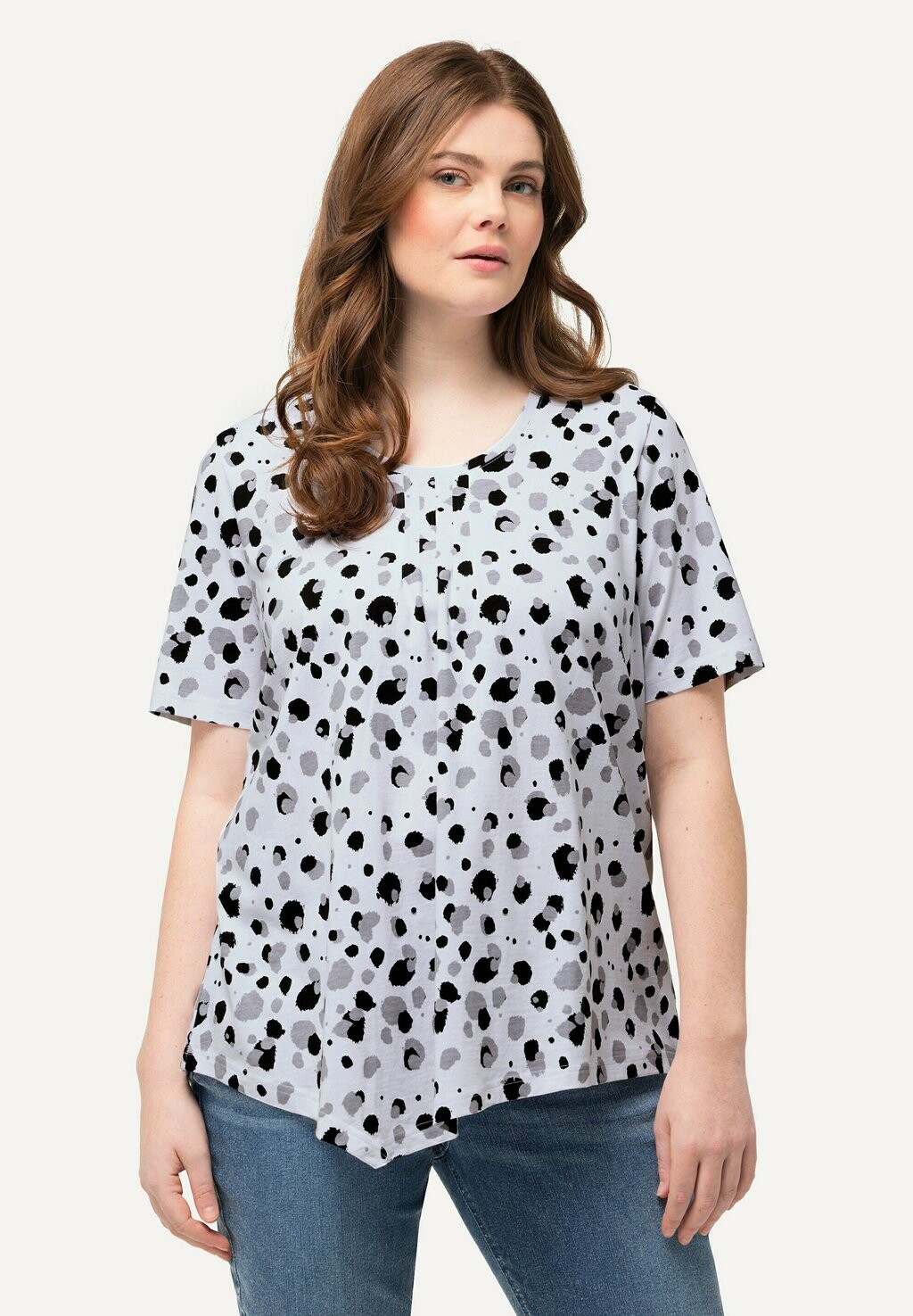 

Футболка с принтом ABSTRACT POLKA DOT SHORT SLEEVE POINTED Ulla Popken, белый