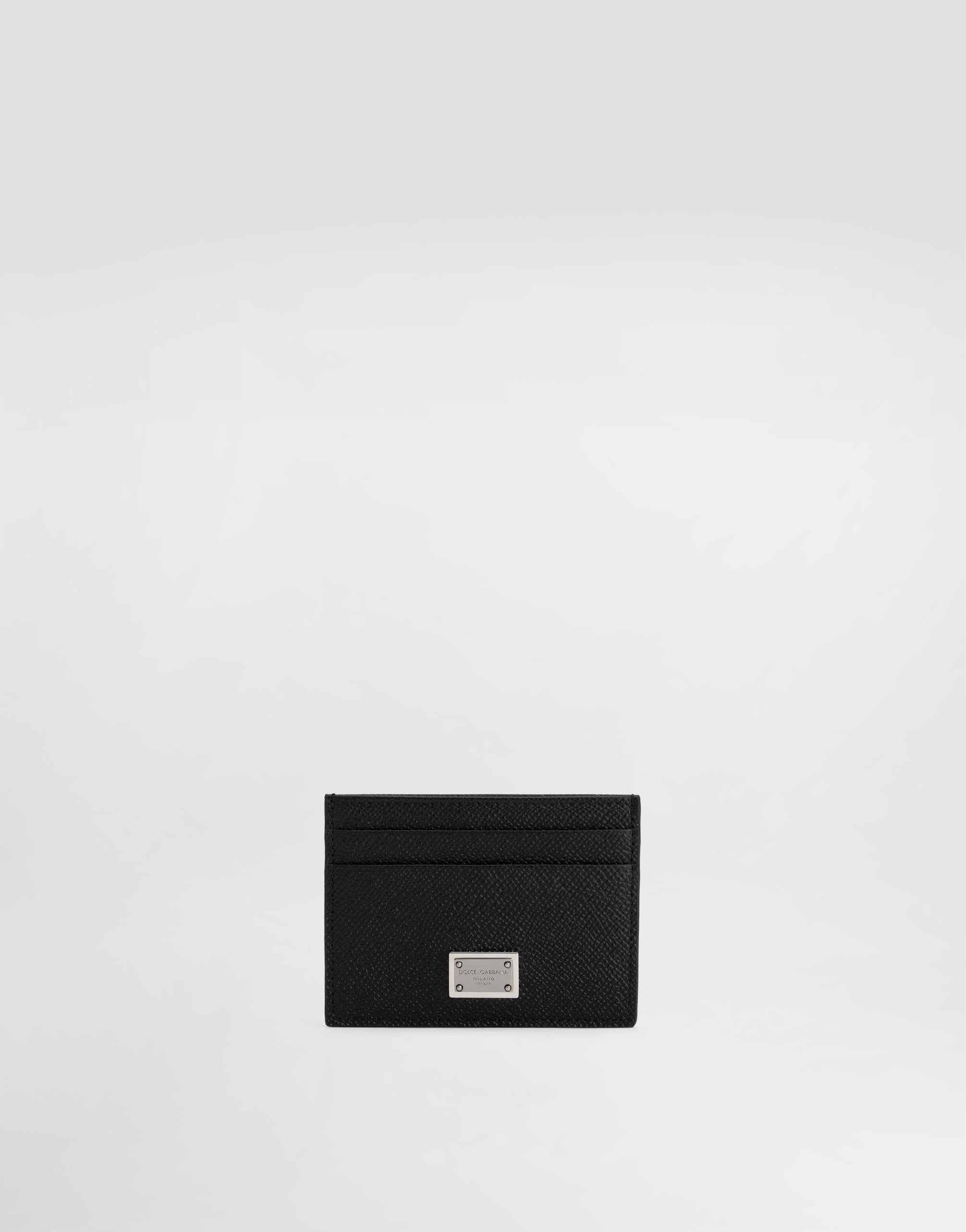 

Карточница из телячьей кожи с фирменной пластиной Dolce & Gabbana, черный