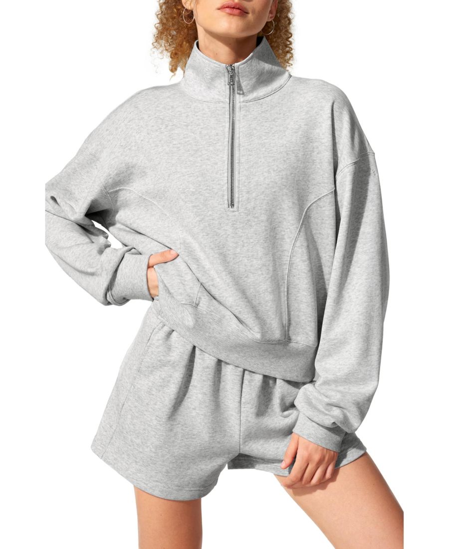 

Женский пуловер Heirloom '89 с половинной молнией LILYSILK, Heather-grey