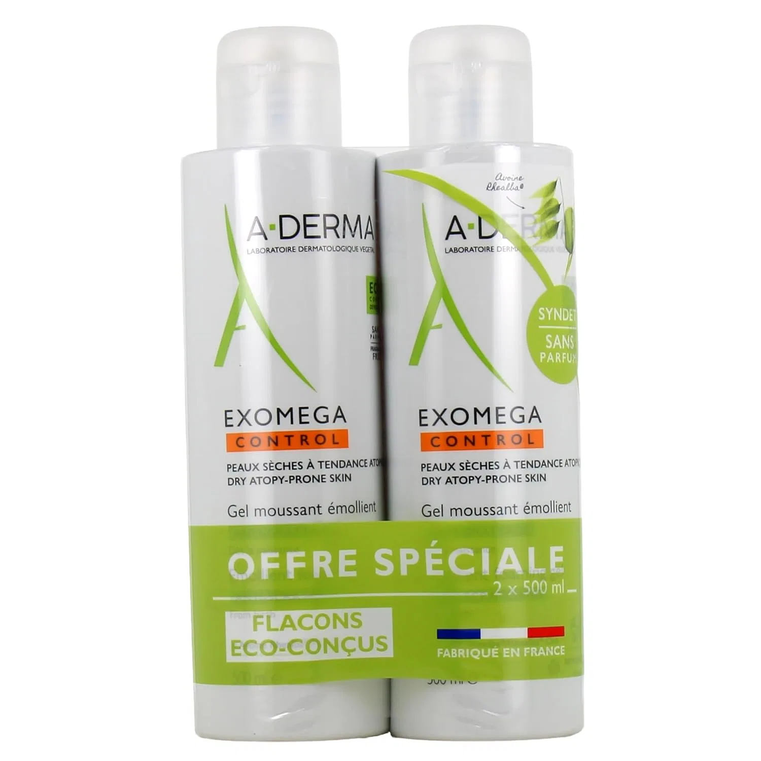 Смягчающий пенящийся гель A-DERMA Exomega Control Anti-Itch, 2 x 500 мл A-Derma