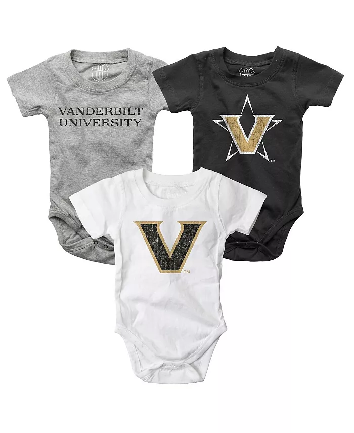 

Комплект из 3 боди Vanderbilt Commodores для мальчиков и девочек, черный/белый/серый Wes & Willy