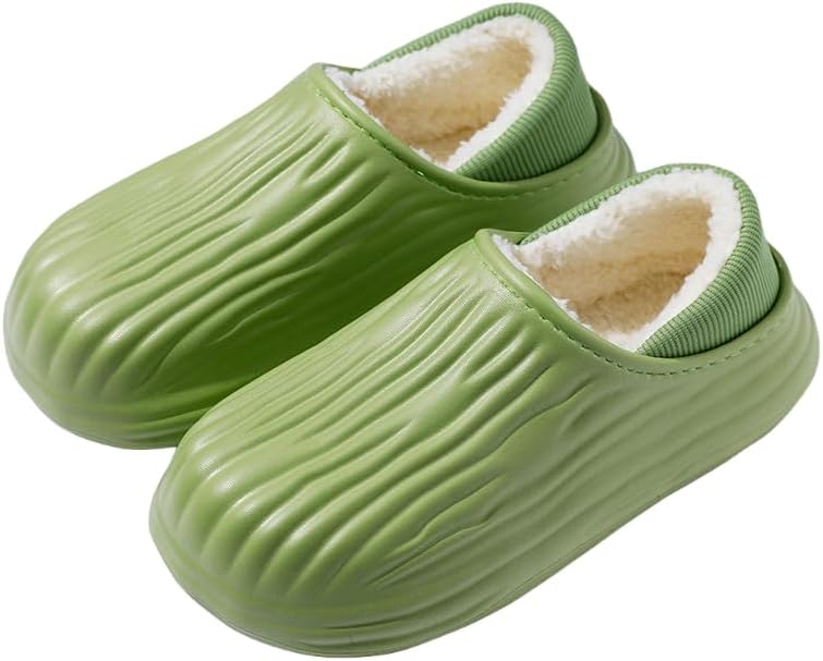 

Классические сабо с меховой подкладкой, водонепроницаемые зимние пушистые тапочки для женщин и мужчин для дома и улицы Hhhchpm, зеленый