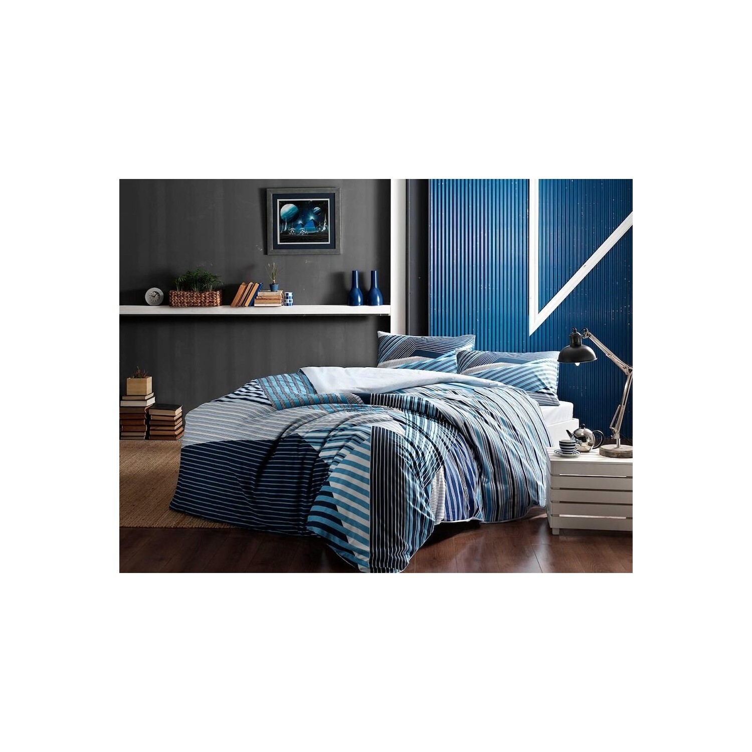 

Комплект постельного белья Tac Double Ranforce Atlantis Blue