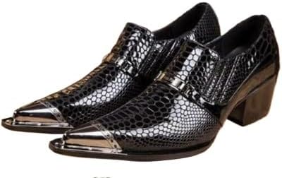 

Мужские кожаные оксфорды с металлическим острым носком и отделкой под змеиную кожу Waolsu, черный