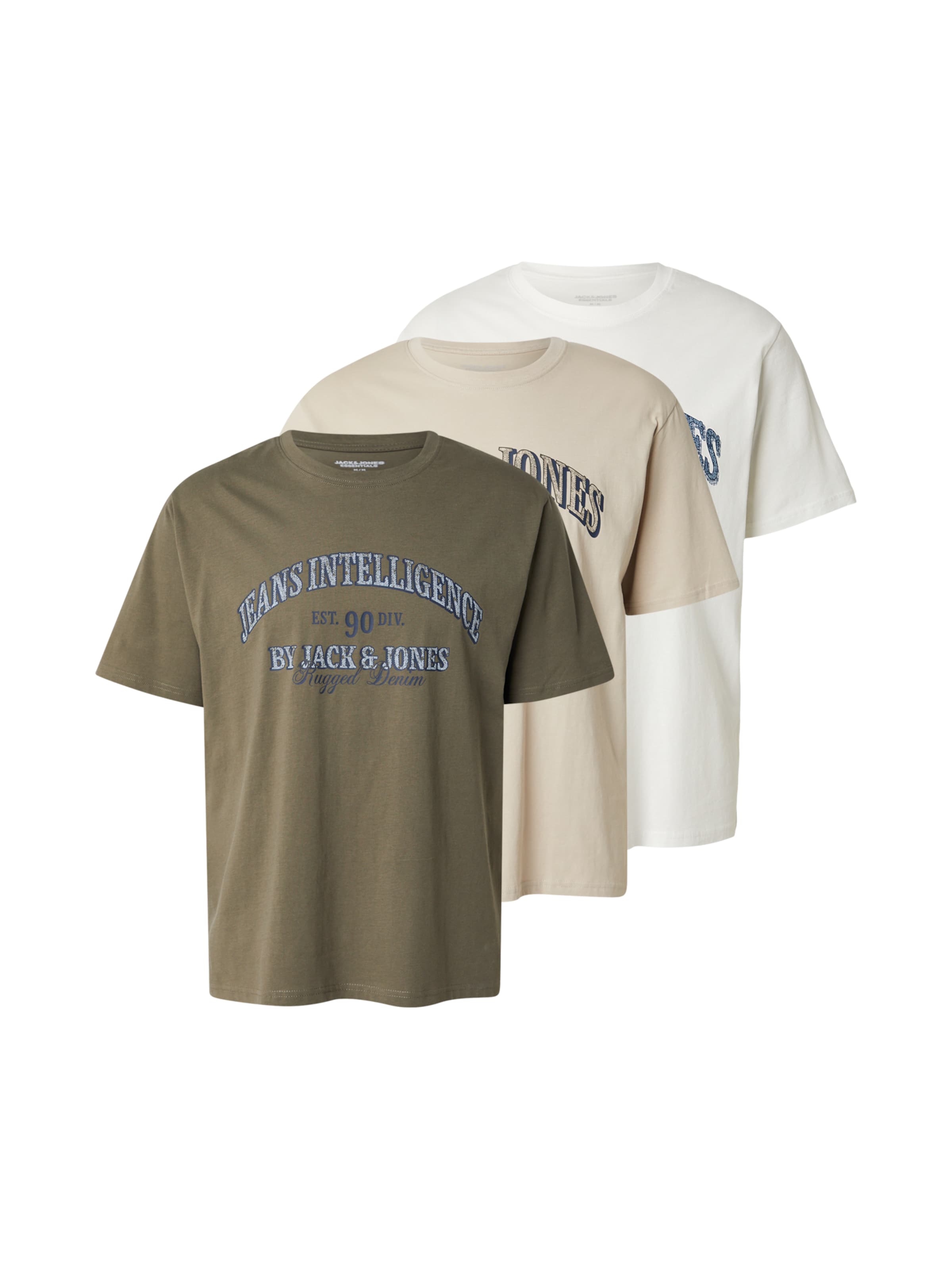 

JACK & JONES Футболка 'JJEDENVER' в цветах кремовый, зеленый, белый