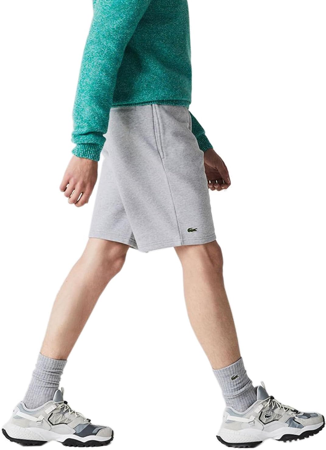 Lacoste мужские спортивные теннисные флисовые шорты, Silver Heathered — фото 2