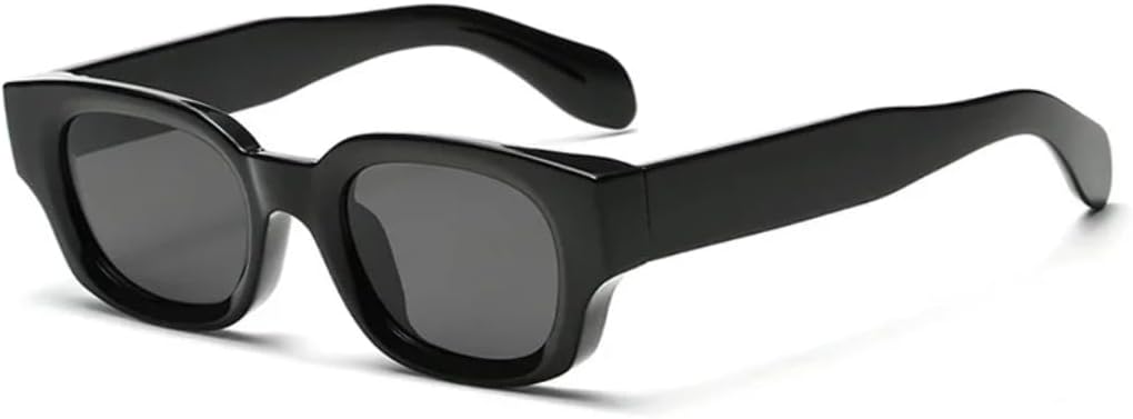 

Модные ретро-солнцезащитные очки прямоугольной формы для мужчин и женщин, роскошные, с толстой оправой, популярные винтажные, с защитой от УФ-излучения UV400 TVTBBVV, Black-black