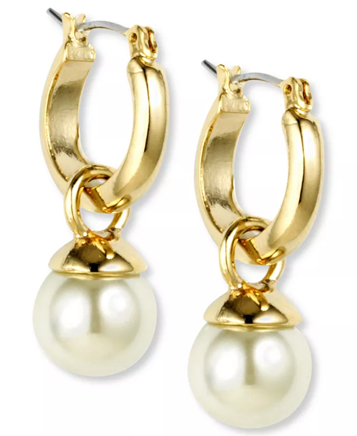 

Серьги-кольца с золотистым искусственным жемчугом, 1/2 дюйма Anne Klein