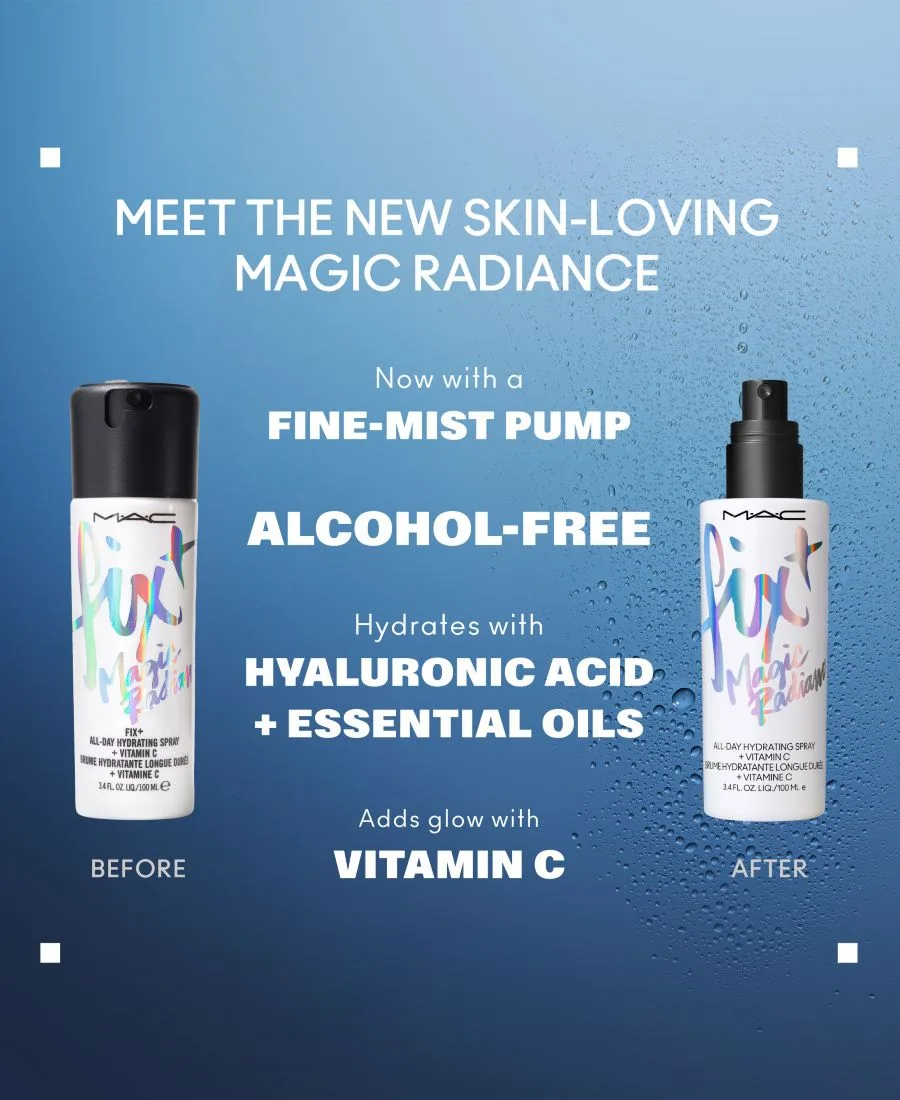 MAC Увлажняющий фиксирующий спрей Fix+ Magic Radiance на весь день с витамином С, 100 мл — фото 3
