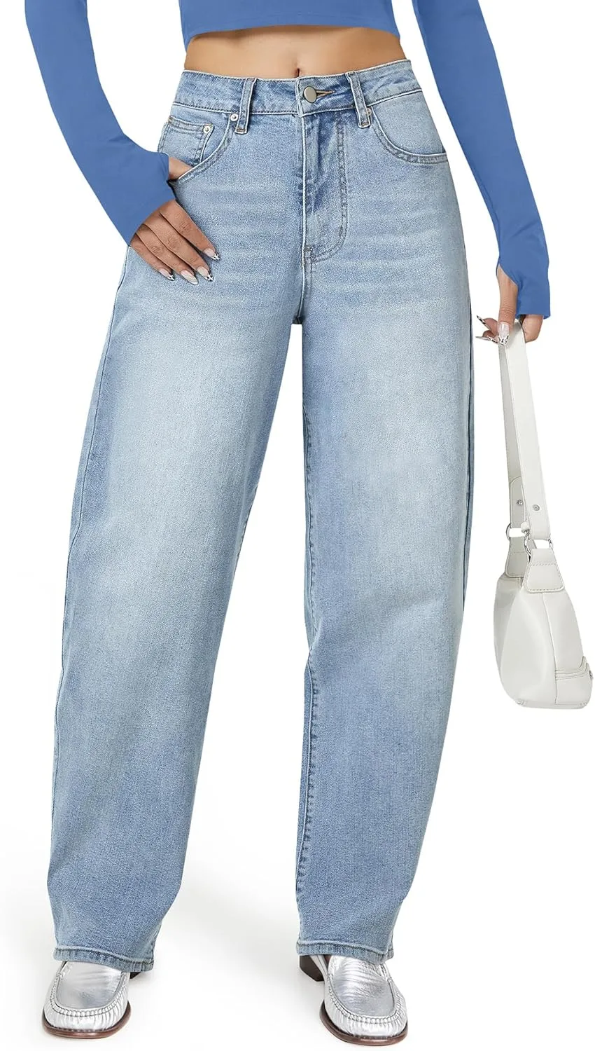 

AUWUKA Джинсы для женщин, высокие, широкие прямые, бойфренды, микроэластичные