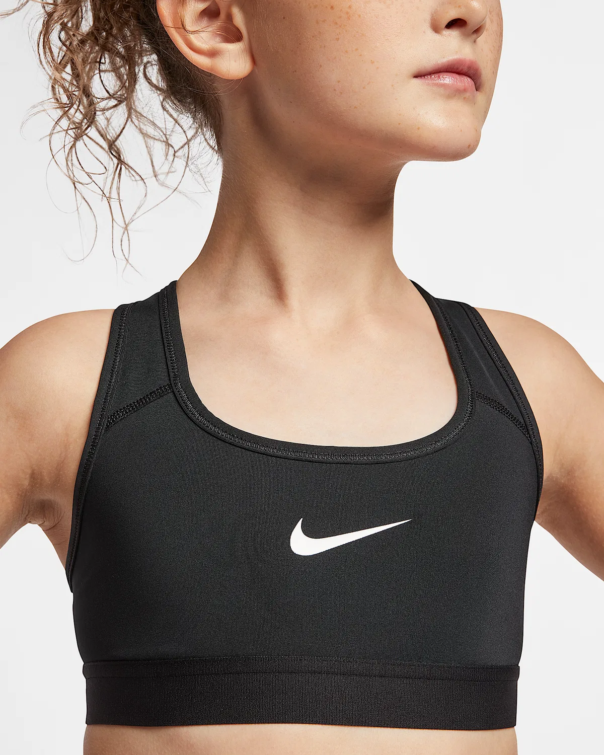 Спортивный бюстгальтер Nike для старших детей (девочек), Black/Black/Black/White — фото 3