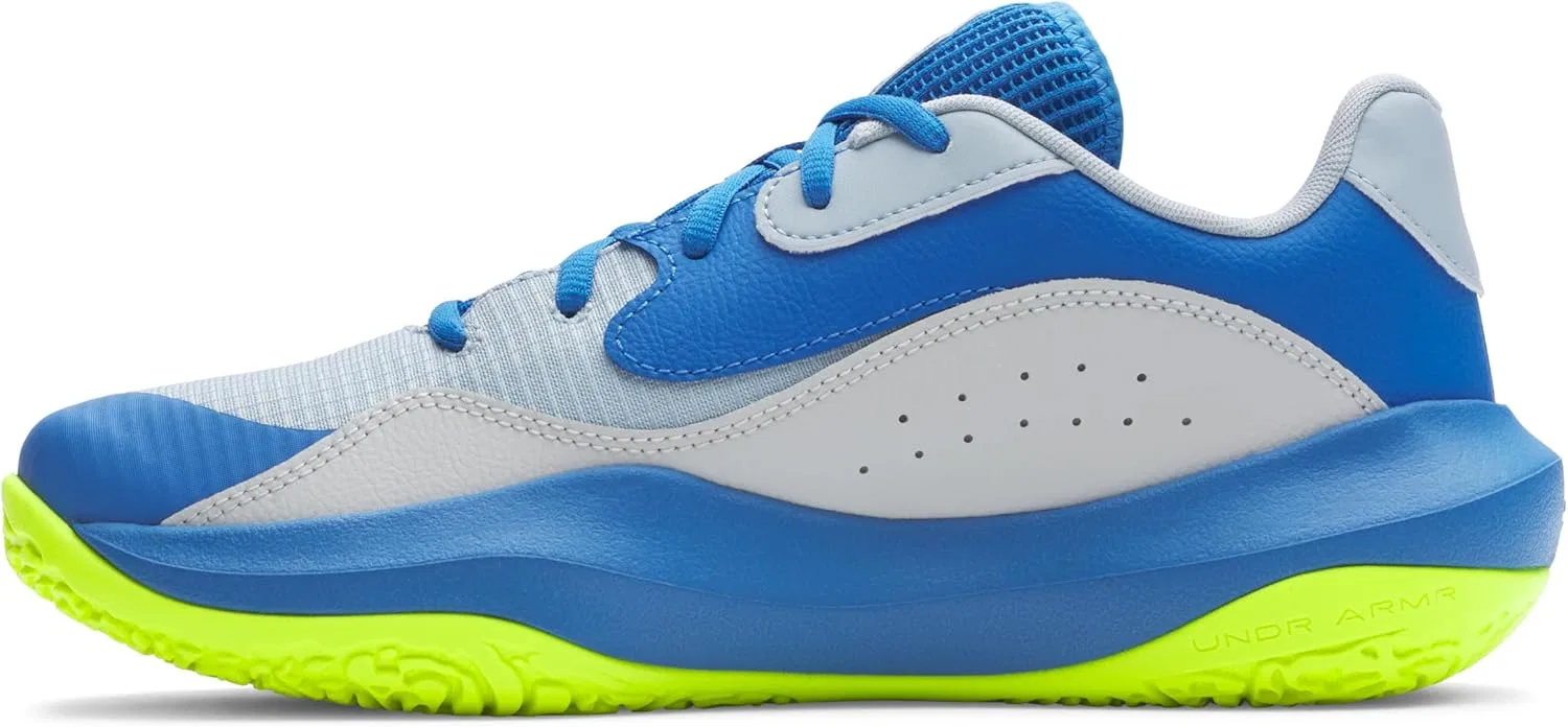 Мужские баскетбольные кроссовки Under Armour UA Lockdown 7 Low, 2-Blue Calm Blue Atlantis High Vis Yellow — фото 2